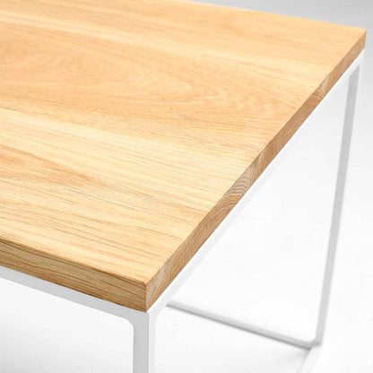 Tavolino Tensio Legno 50 Impiallacciatura Quercia - Bianco