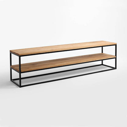Rack JULITA 180 legno massiccio, quercia, nero