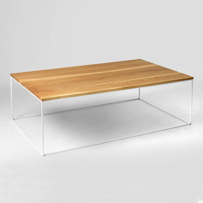 Tavolino Tensio Legno Massello 140x80 Quercia - Bianco