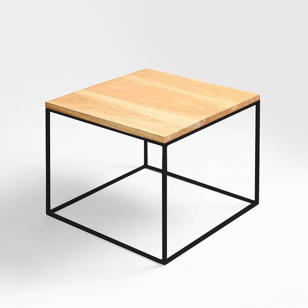 Tavolino TENSIO 50 LEGNO MASSELLO, quercia, nero
