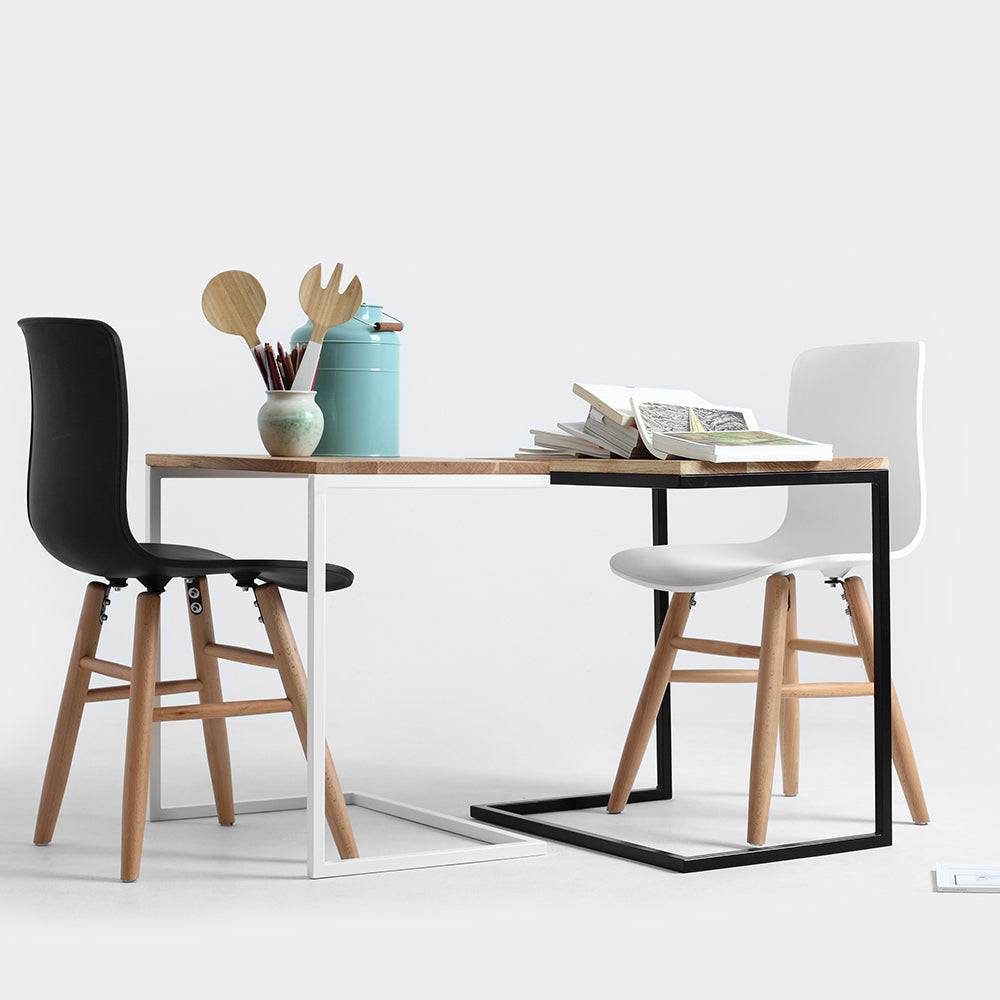 Couchtisch LUPE 60 Massivholz, Eiche, Weiß