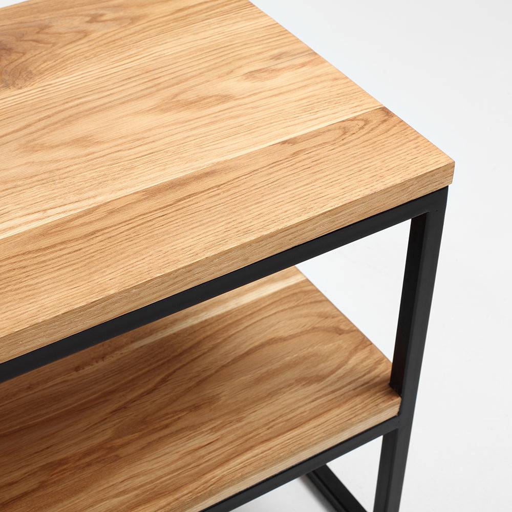 Rack JULITA 180 legno massiccio, quercia, nero
