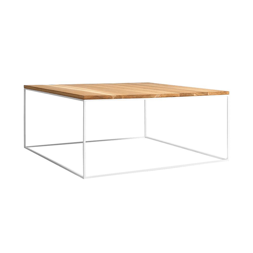 Tavolino Caffè TENSIO WOOD 100x100, impiallacciatura quercia, bianco