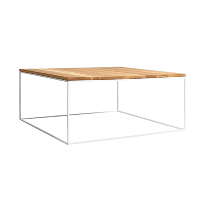 Tavolino Caffè TENSIO WOOD 100x100, impiallacciatura quercia, bianco