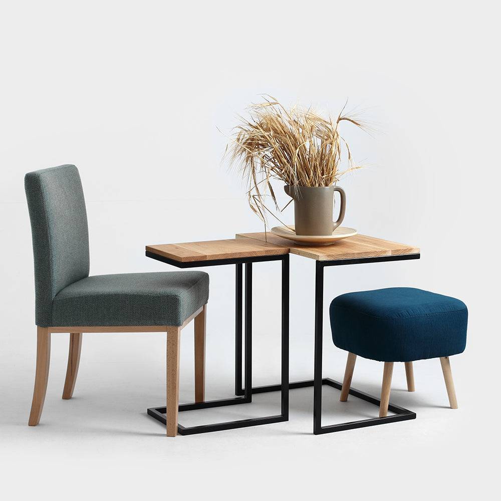 Beistelltisch LUPE 30, Eichenfurnier, Schwarz