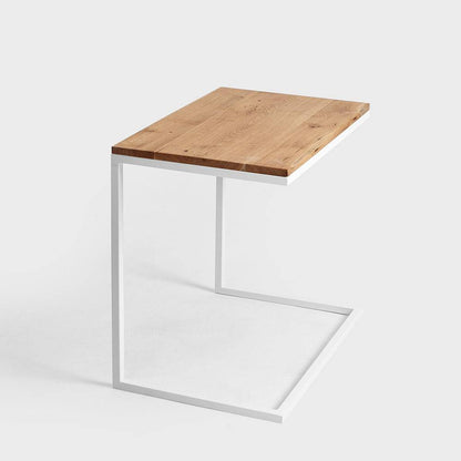 Couchtisch LUPE 60 Massivholz, Eiche, Weiß