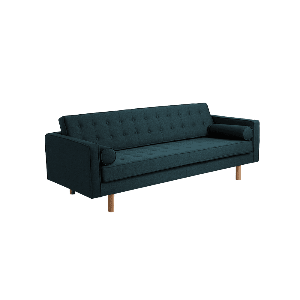 3-Sitzer-Sofa TOPIC WOOD, Deep Sea, Naturholz