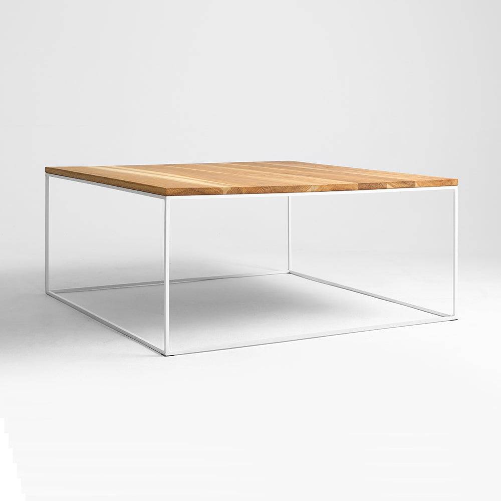 Tavolino Caffè TENSIO WOOD 100x100, impiallacciatura quercia, bianco