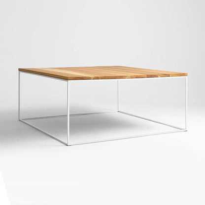 Tavolino Caffè TENSIO WOOD 100x100, impiallacciatura quercia, bianco