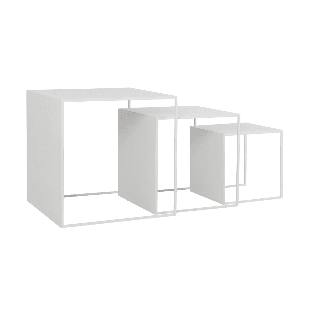 2WALL TRIO METALL Beistelltisch-Set 35x45x55, weiß