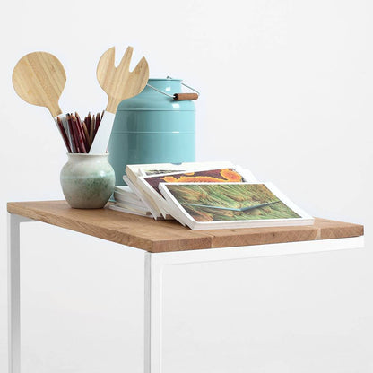 Couchtisch LUPE 60 Massivholz, Eiche, Weiß