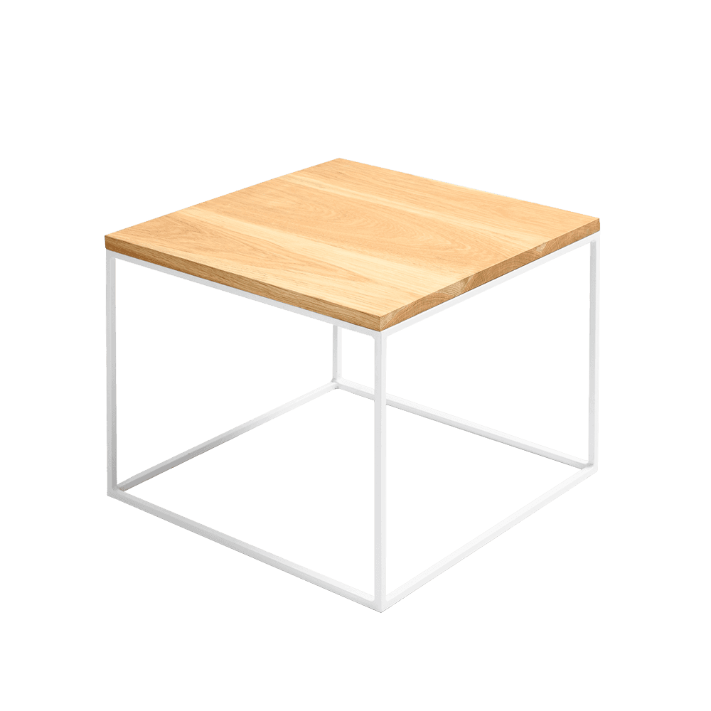 Tavolino Tensio Legno 50 Impiallacciatura Quercia - Bianco