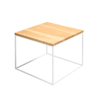 Tavolino Tensio Legno 50 Impiallacciatura Quercia - Bianco