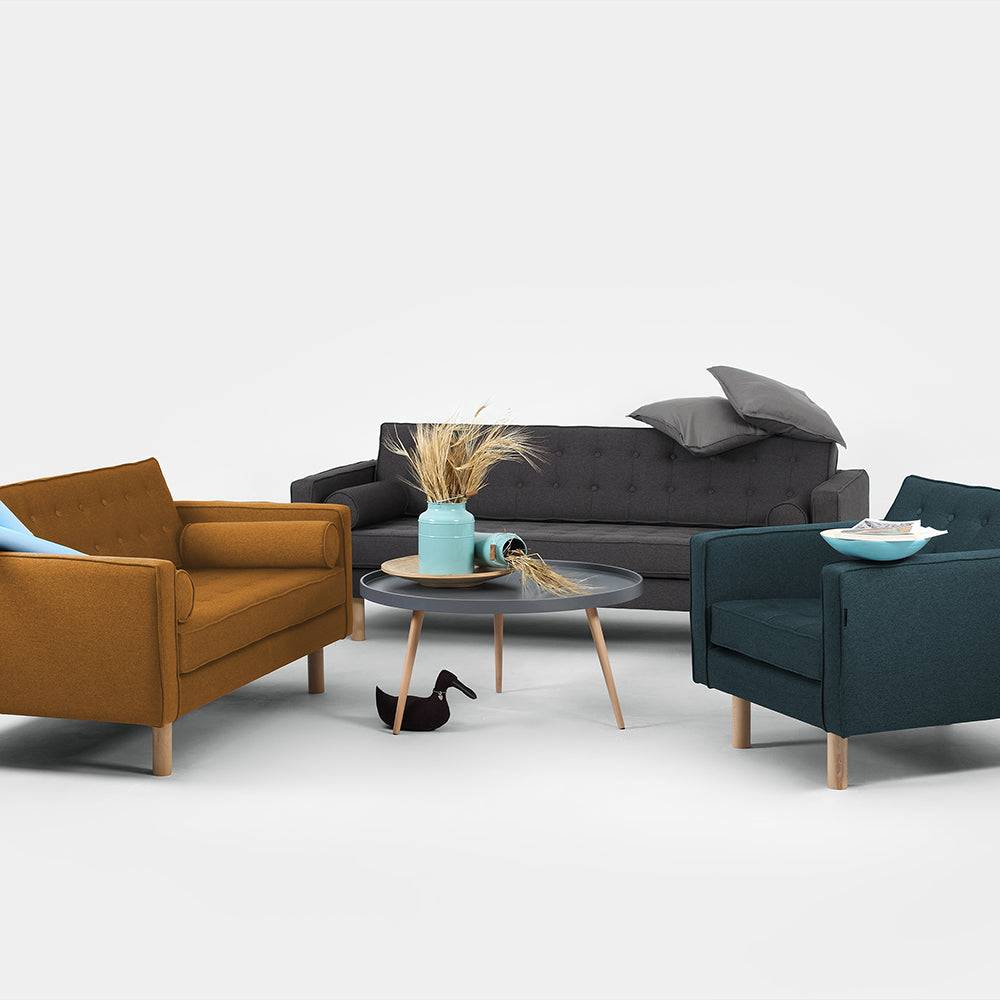 3-Sitzer Sofa TOPIC WOOD, Stahl, Natur