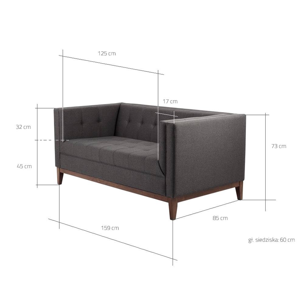 2-Sitzer Sofa BY TOM Carbon Anthrazit Nussbaum
