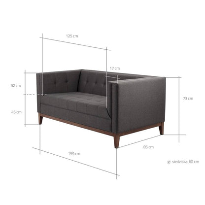 2-Sitzer Sofa BY TOM Carbon Anthrazit Nussbaum