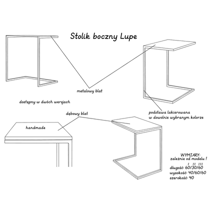 Tavolino laterale LUPE Metal 30, Nero