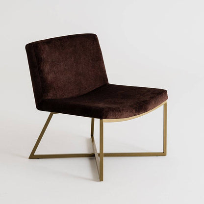 Poltrona ZERO - Tessuto marrone, base dorata