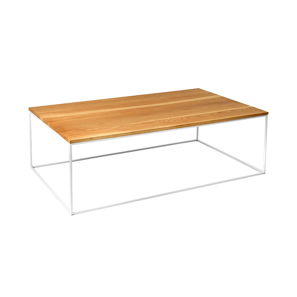 Tavolino TENSIO WOOD 100x60, impiallacciatura rovere, bianco