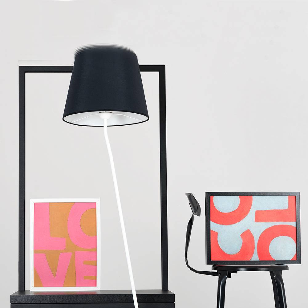 Lampada da Terra SHADE - paralume nero, base bianca