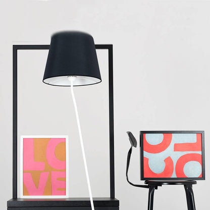 Lampada da Terra SHADE - paralume nero, base bianca