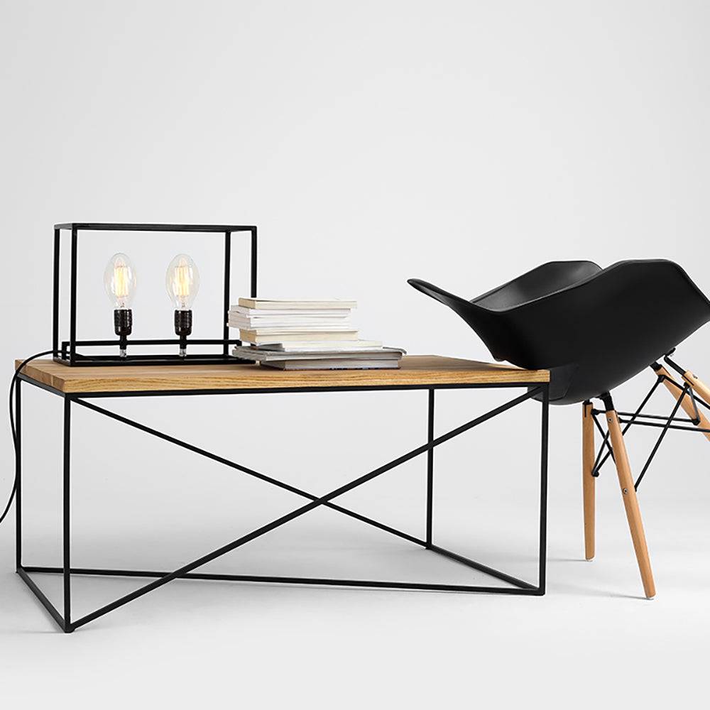 Tavolino MEMO WOOD 100x60, impiallacciatura rovere, nero