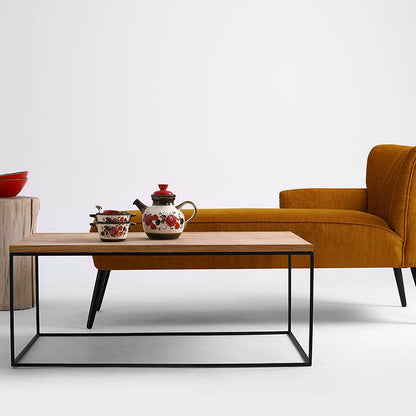 Tavolino TENSIO WOOD 100x60, impiallacciatura rovere, nero