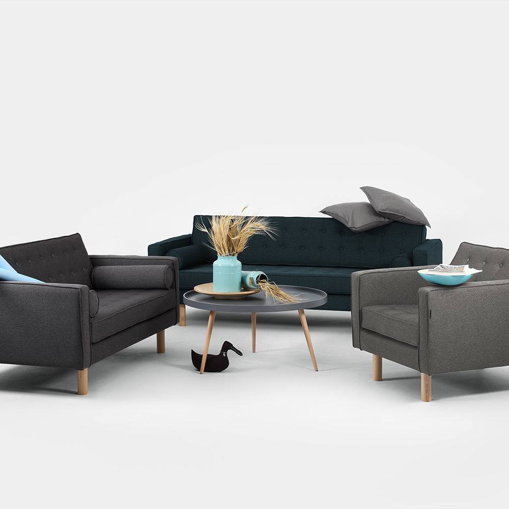 Divano Letto 3 Posti TOPIC WOOD, Deep Sea, Naturale