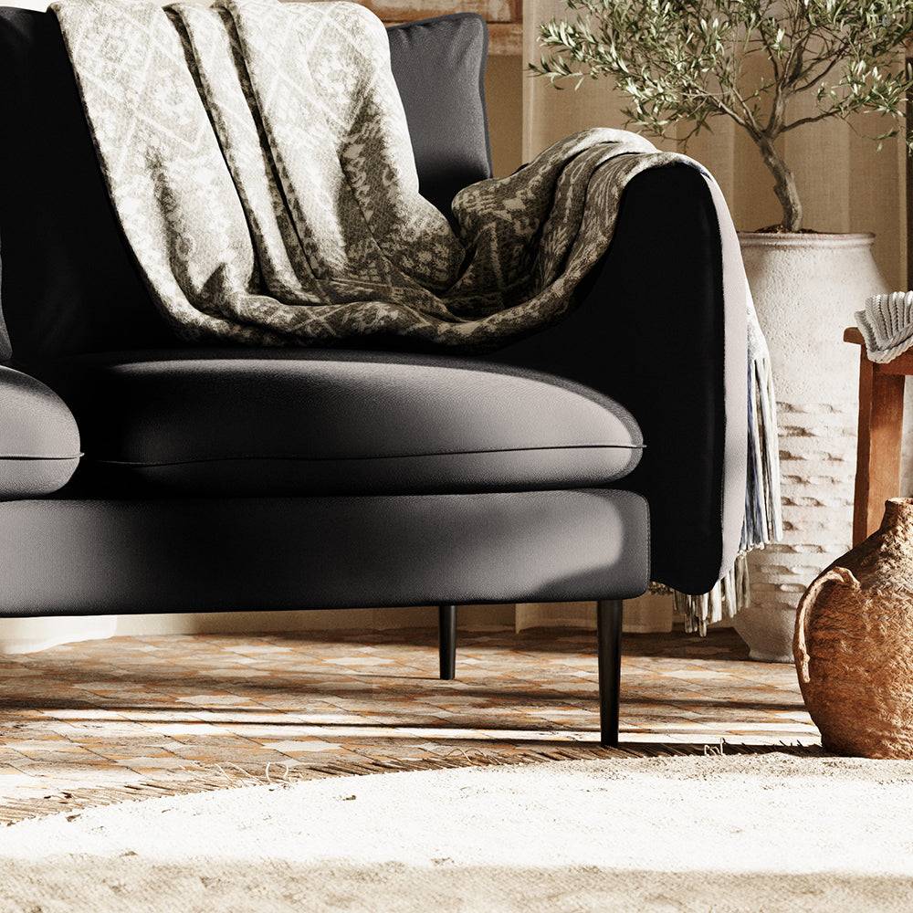 Ecksofa POSH L - Stahl, Schwarz