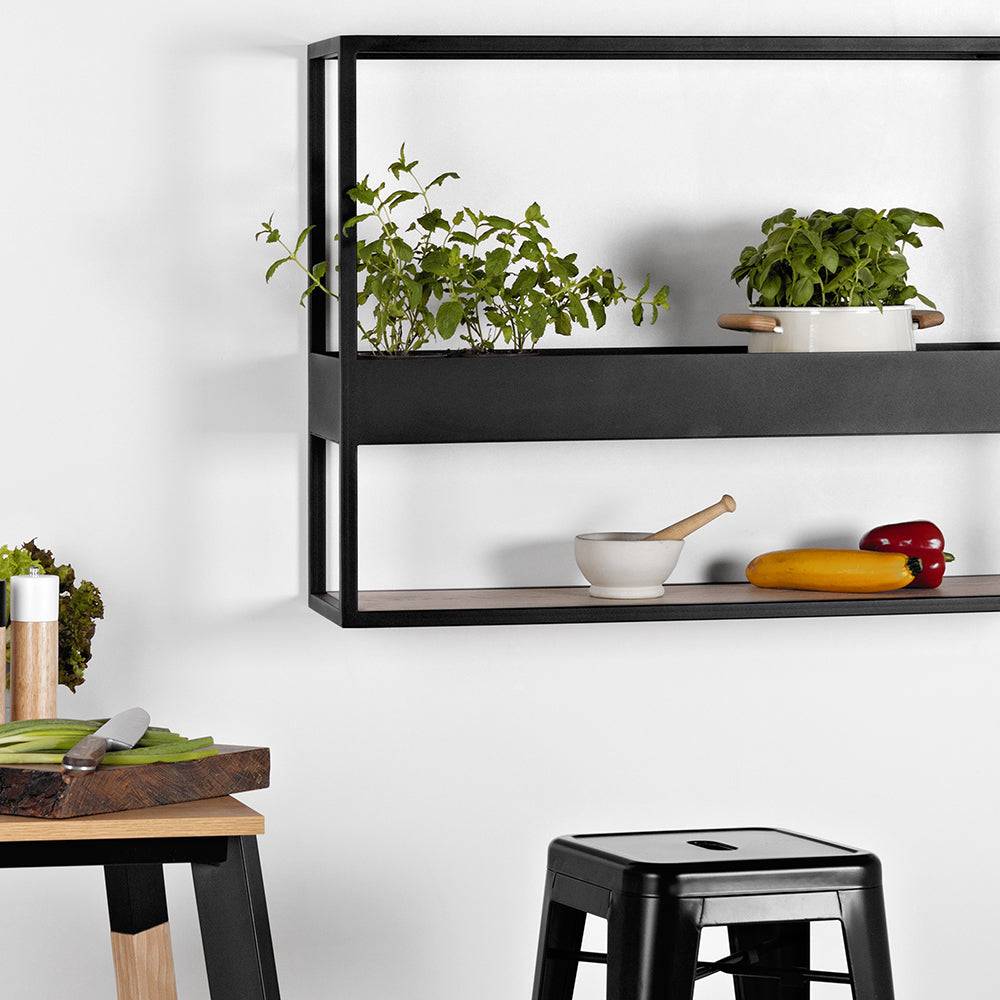 Scaffale sospeso HERBARIUM 100, rovere, nero
