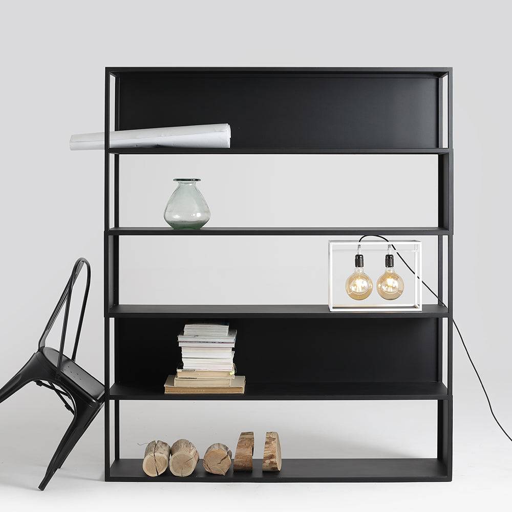Libreria HYLLER SIDE METAL 150x180 nero