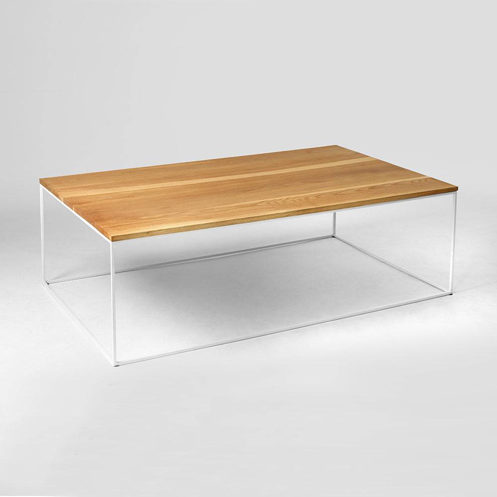 Tavolino TENSIO WOOD 100x60, impiallacciatura rovere, bianco