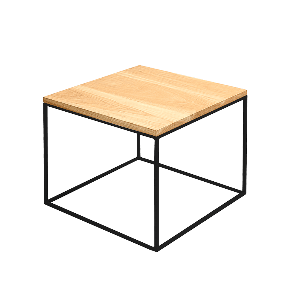 Tavolino TENSIO 50 LEGNO MASSELLO, quercia, nero
