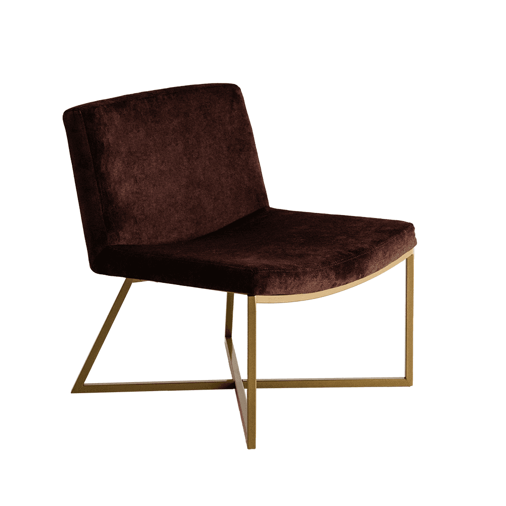 Poltrona ZERO - Tessuto marrone, base dorata