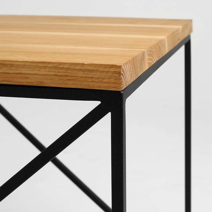 Tavolino MEMO legno 50, impiallacciatura quercia, nero