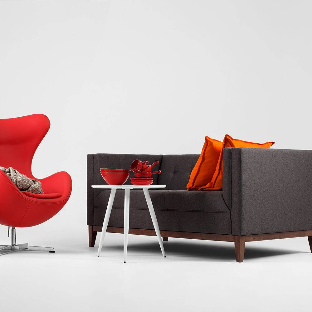 2-Sitzer Sofa BY TOM Carbon Anthrazit Nussbaum