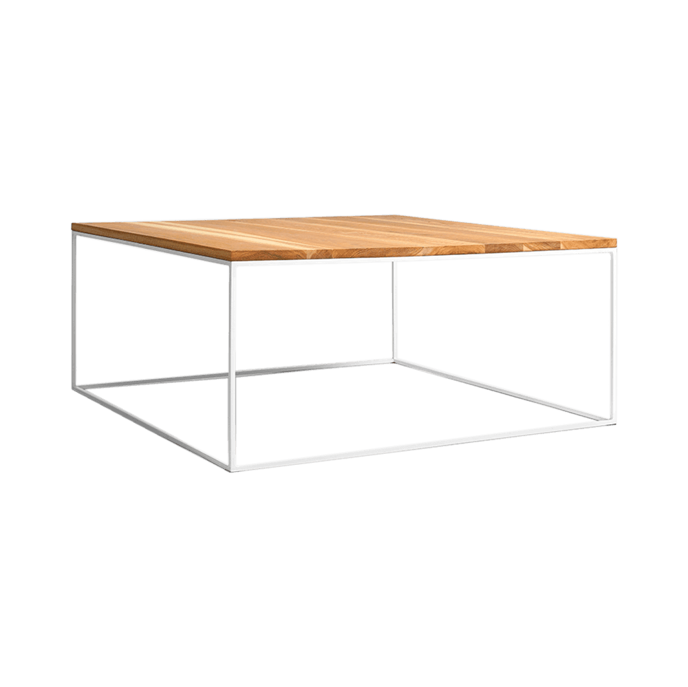 Tavolino TENSIO WOOD 80, impiallacciatura rovere, bianco