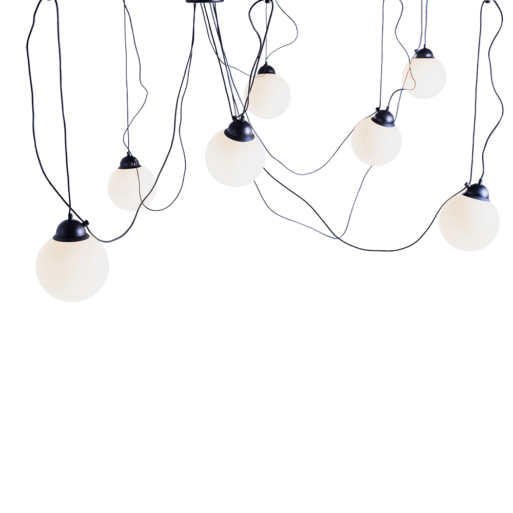 Lampada a Sospensione POPO GLASS M 7 - Nero