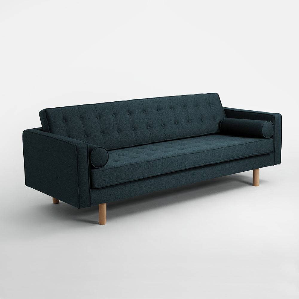 3-Sitzer-Sofa TOPIC WOOD, Deep Sea, Naturholz