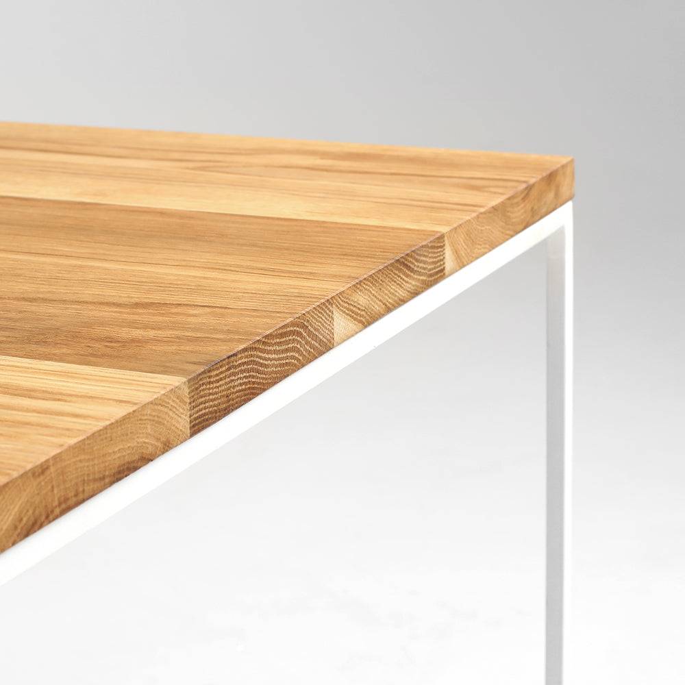 Tavolino Caffè TENSIO WOOD 100x100, impiallacciatura quercia, bianco