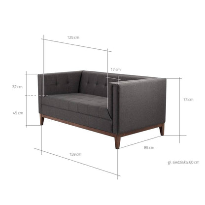 Schlafsofa 2-Sitzer BY TOM, Anthrazit - Walnuss