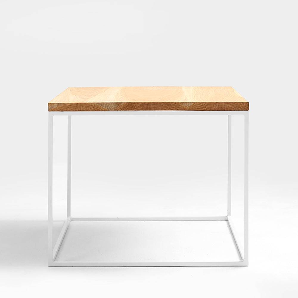 Tavolino Tensio Legno 50 Impiallacciatura Quercia - Bianco