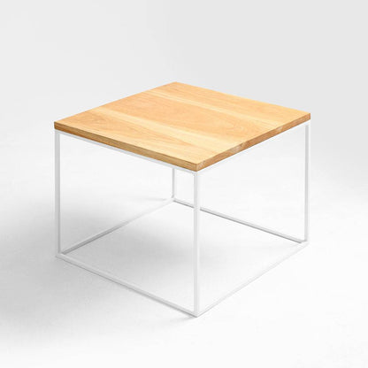 Tavolino TENSIO 50 LEGNO MASSELLO, quercia, bianco