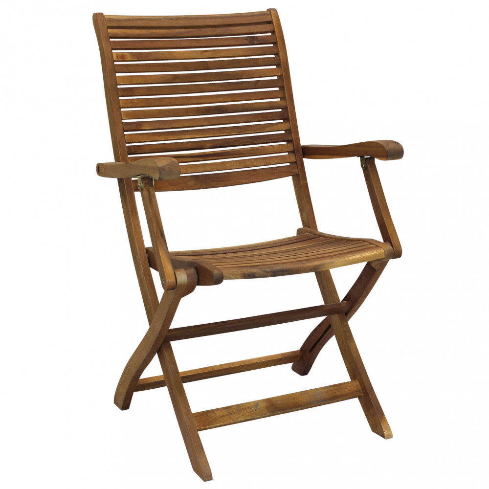 Poltrona Riviera con braccioli - Sedia in legno di Acacia Marrone 55 x 64 x 94 cm H