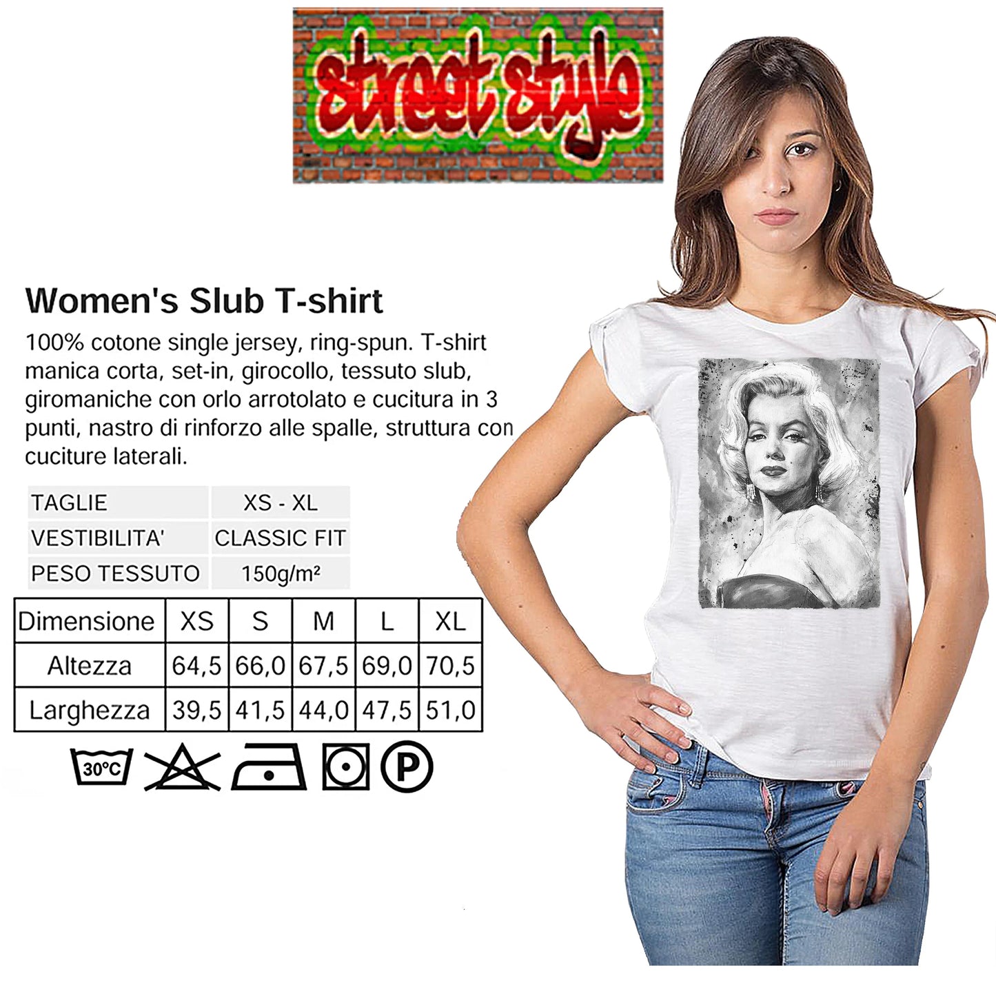 Marilyn Monroe T-Shirt Donna | Urban Slub Cotone Bio