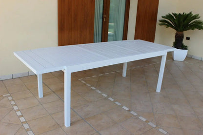 Tisch Formentera 200/300 x 100 - Gestell und Platte aus weißem Aluminium