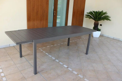 Tavolo Formentera 200/300 x 100 - Struttura e piano in alluminio color taupe