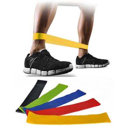 5 Bande Fasce Elastiche Di Resistenza Elastici Fitness Palestra Allenamento Yoga
