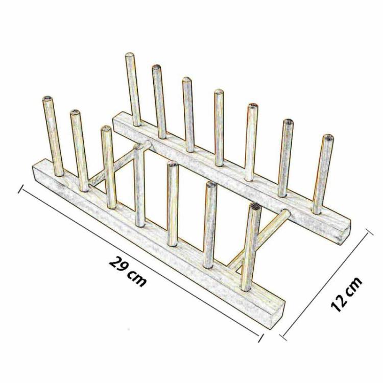 Tellerhalter aus Holz, Gläserständer, Teller-Organizer, 6 Fächer, Abtropfgestell