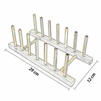 Tellerhalter aus Holz, Gläserständer, Teller-Organizer, 6 Fächer, Abtropfgestell